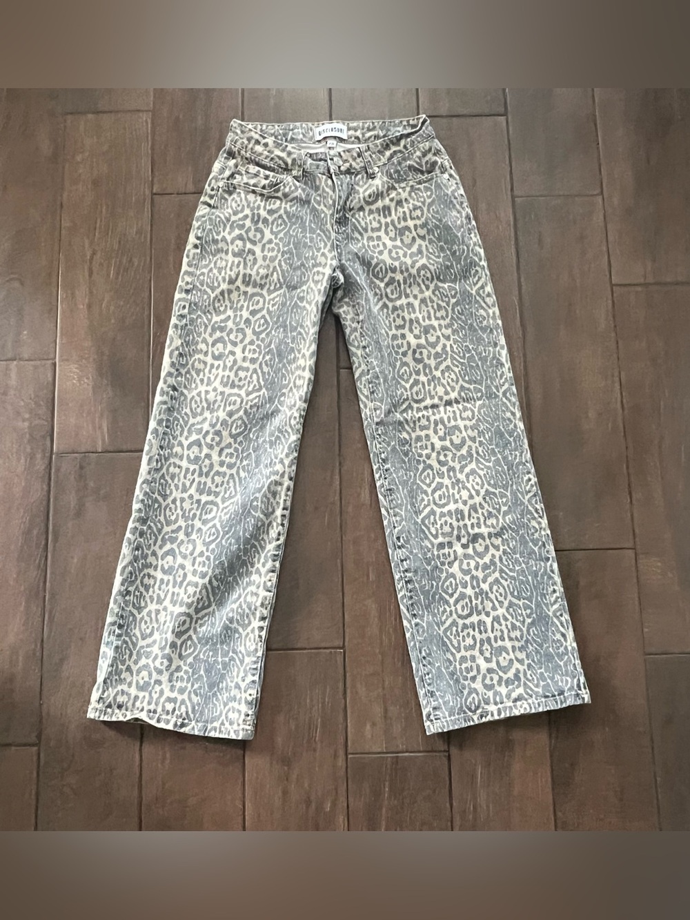 Disclosure Leopard Print Baggy Mid Rise Wide Leg Jeans Size 7/28 Y2K Streetwear